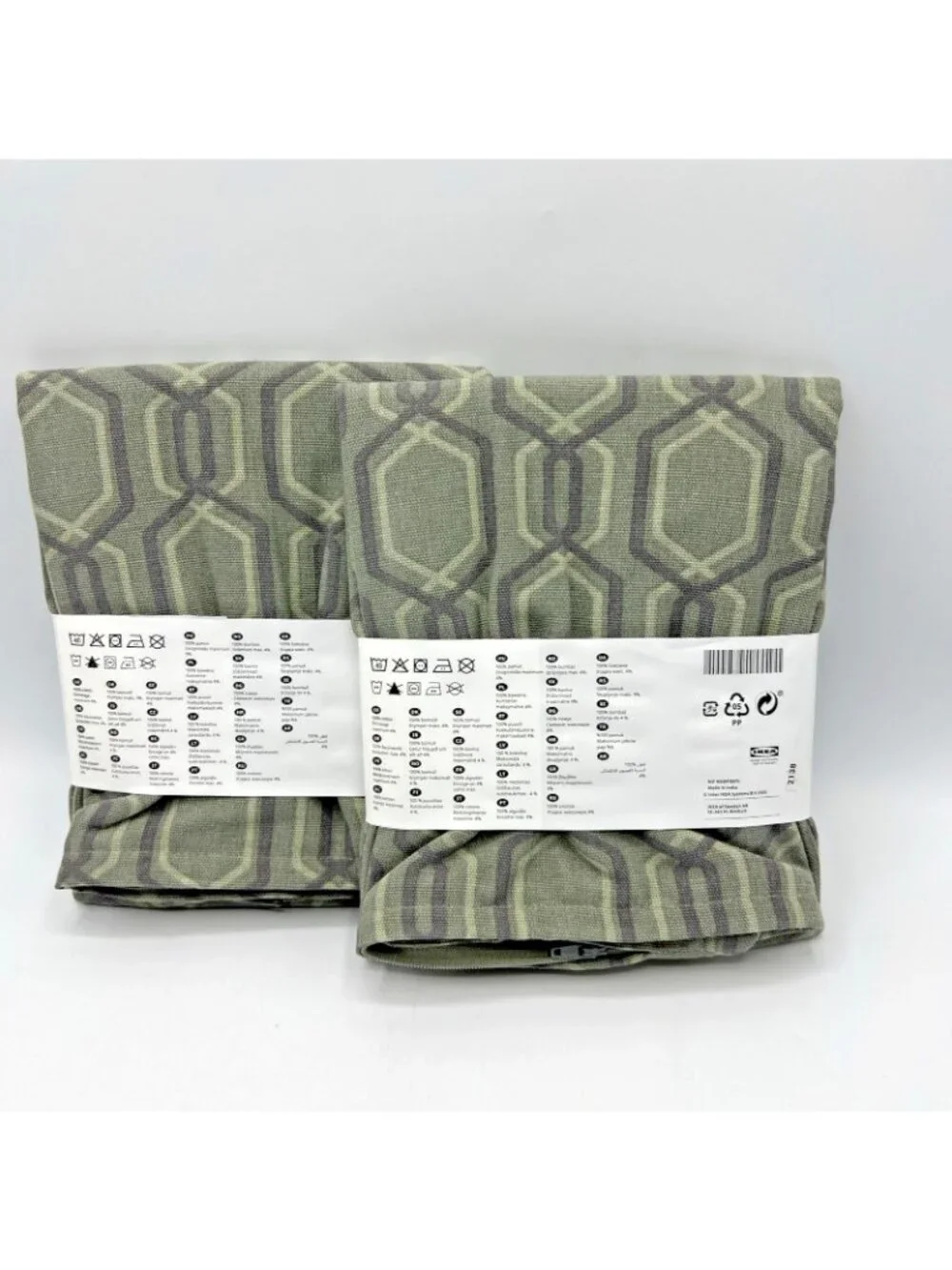 IKEA Jattepoppel Pillow Covers Pair 20x20 Geometric Mod Gray Green
